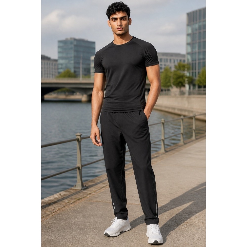 Russell Athletic Mens Black Performance Jogger Pants Large Reflective - Picture 1 of 6